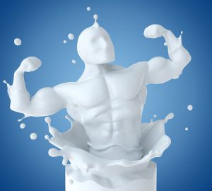 71018197 - splash of milk in form of athlete body. 3d illustration